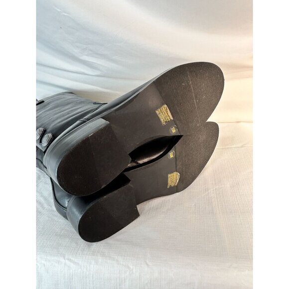 Arturo Chiang Black Riding Boots Leather Silver Button Embellished Pull On 7.5 - Picture 12 of 14